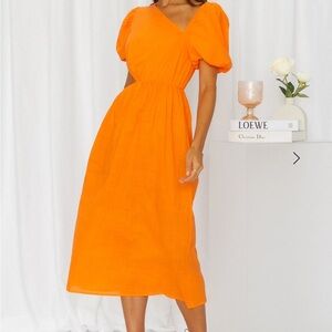 Petal and Pup Orange Puff Sleeve Dress